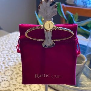 RUSTIC CUFF INITIAL “J” GOLD BRACELET